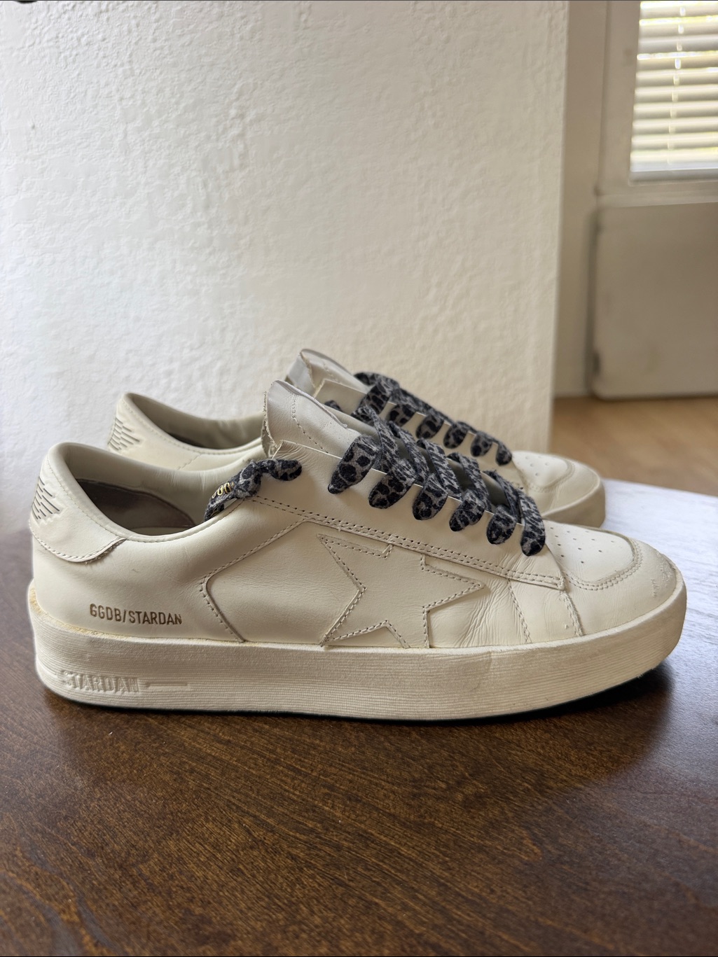 Golden Goose Stardan Sneakers In Off-White With Black Laces